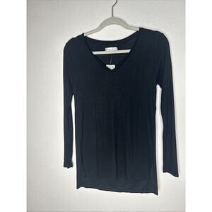 NWT A Pea in the Pod x Grey State Black Long Sleeve V-Neck Tee XS Modal Stretch